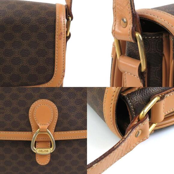 CELINE Brown Coated Canvas Shoulder Bag - Picture 4 of 5